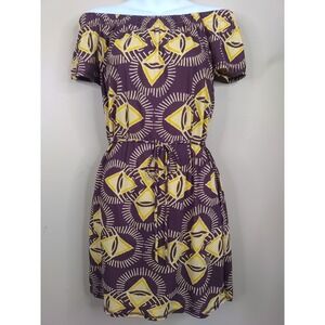 vs tee shop Women Multicolor Pattern Off Shoulder Lightweight‎ Dress Size S